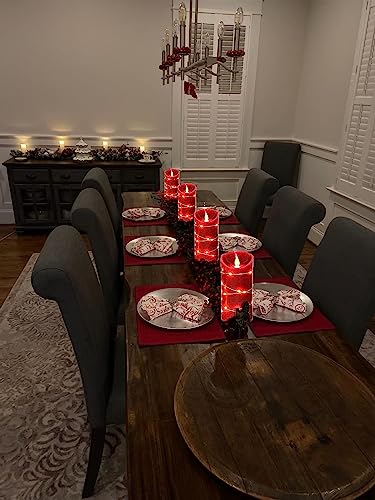 Image of LTETTES Embedded LED String Lights Real Wax Red Flameless Battery Powered Set 4 (O3 xH6) Led Candles with Remote Control for Home Decorations, Weddings, Birthday, Festivals, Gift, Diwali, Christmas