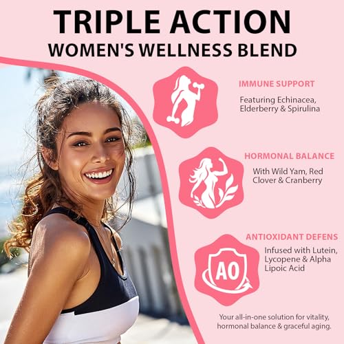 Multivitamin for Women, Boosts Healthy Bones Hair Skin and Nails, Boosts Immunity Energy, Womens Multivitamin Gummy 60p, Strawberry Flavor - Image 3