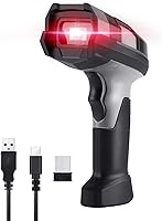 Vista 8 de Escáner de código de barras inalámbrico, JRHC 1D CCD lector de código de barras con transmisión de soporte, conexión inalámbrica y USB de 2.4 GHz