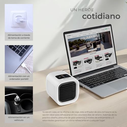 tectake® Aire Acondicionado Portatil, Pinguino Aire Acondicionado, 5 Velocidades, Climatizador Portatil, Filtro Intercambiable, Congelador Pequeño, Deposito Agua, Enfriador, Hielo - Blanco - imagen 3
