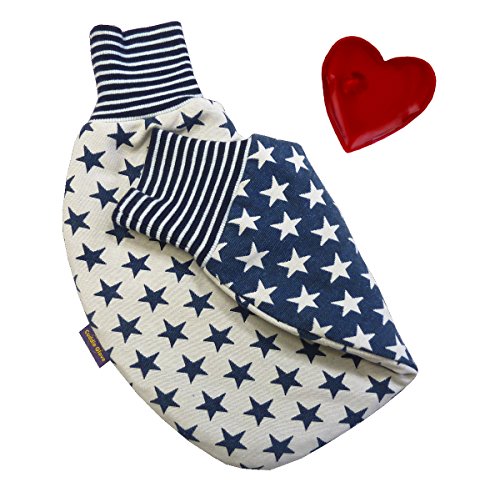 Preisvergleich Produktbild Cuddle Glove Denim Star Mix Partnerhandschuhe zum Händchenhalten Pärchenhandschuh Paarhandschuhe - Das perfekte Geschenk mit Gel-Handwärmer bzw. Taschen-Handwärmer Gold