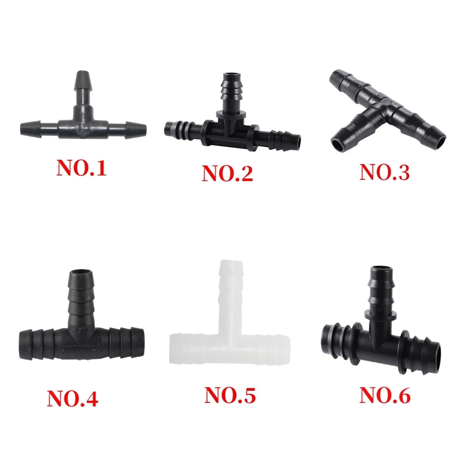 Adaptadores de accesorios tubería en forma T, conector 3 vías con púas, 50 Uds