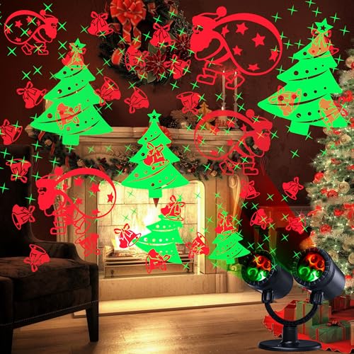 Image of Christmas Lights Projector, Christmas Decorations Lighting Projector, with Timer Dynamic Led Xmas Tree Santa Claus Jingle Bells Lights, for New Year Party Garden Wall Outdoor Indoor Holiday Decor