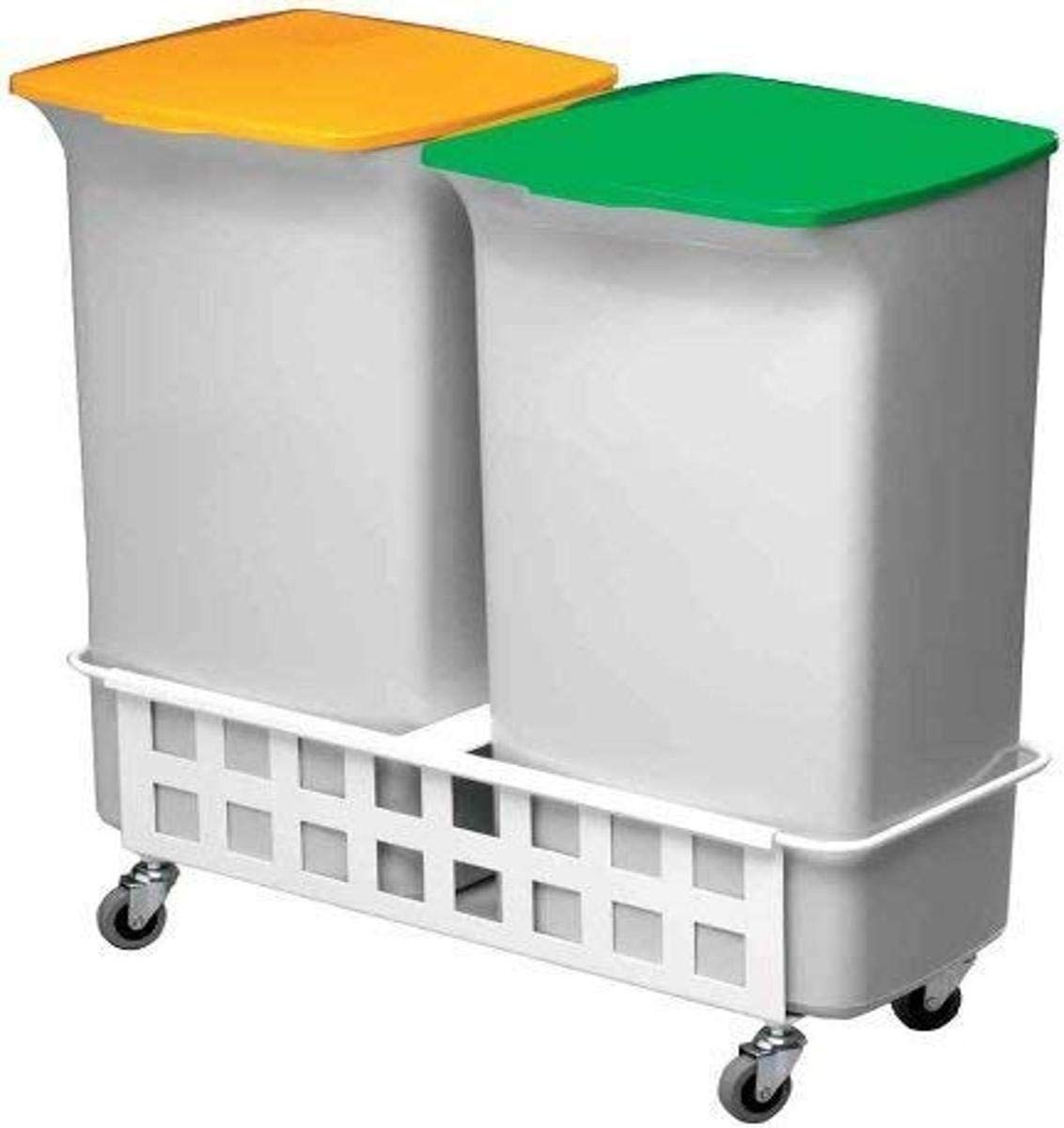 Durable DURABIN Square 2X 40L Robust Steel Wheel Bin Trolley - White