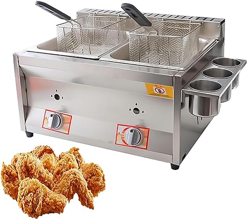 Kiaoeiuyti Freidora De Gas Comercial 20L/30L Encimera De Acero Inoxidable Freidora De Cocina Tapa De Cestas Extraíbles, para Papas Fritas Pavo Hogar Cocina Restaurante Interesting Life