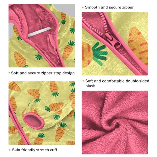 Carrot Toddler Fleece Jacket Baby Girls Hooded Zipper Long Sleeve Thick Warm Outerwear 3-10 Years3