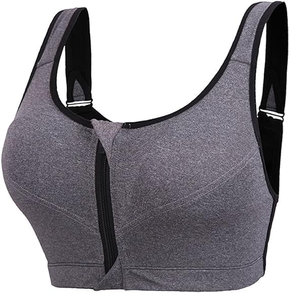 Polyamide Women's Medium Impact Padded Front Zip Racerback Sports Bra With Adjustable Strap-image-41