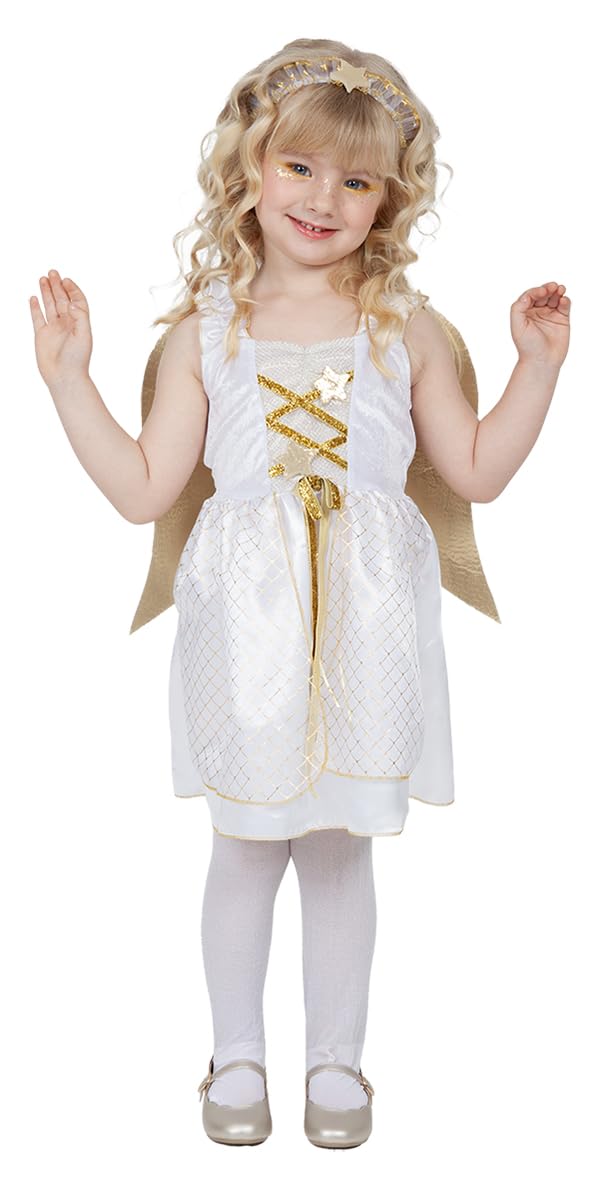 Rubie's Deluxe Angel Costume for Girls Christmas Angel Dress with Wings and Head Garland Christmas Christmas Nativity Scene for School Functions Christmas Events Nativity Scene