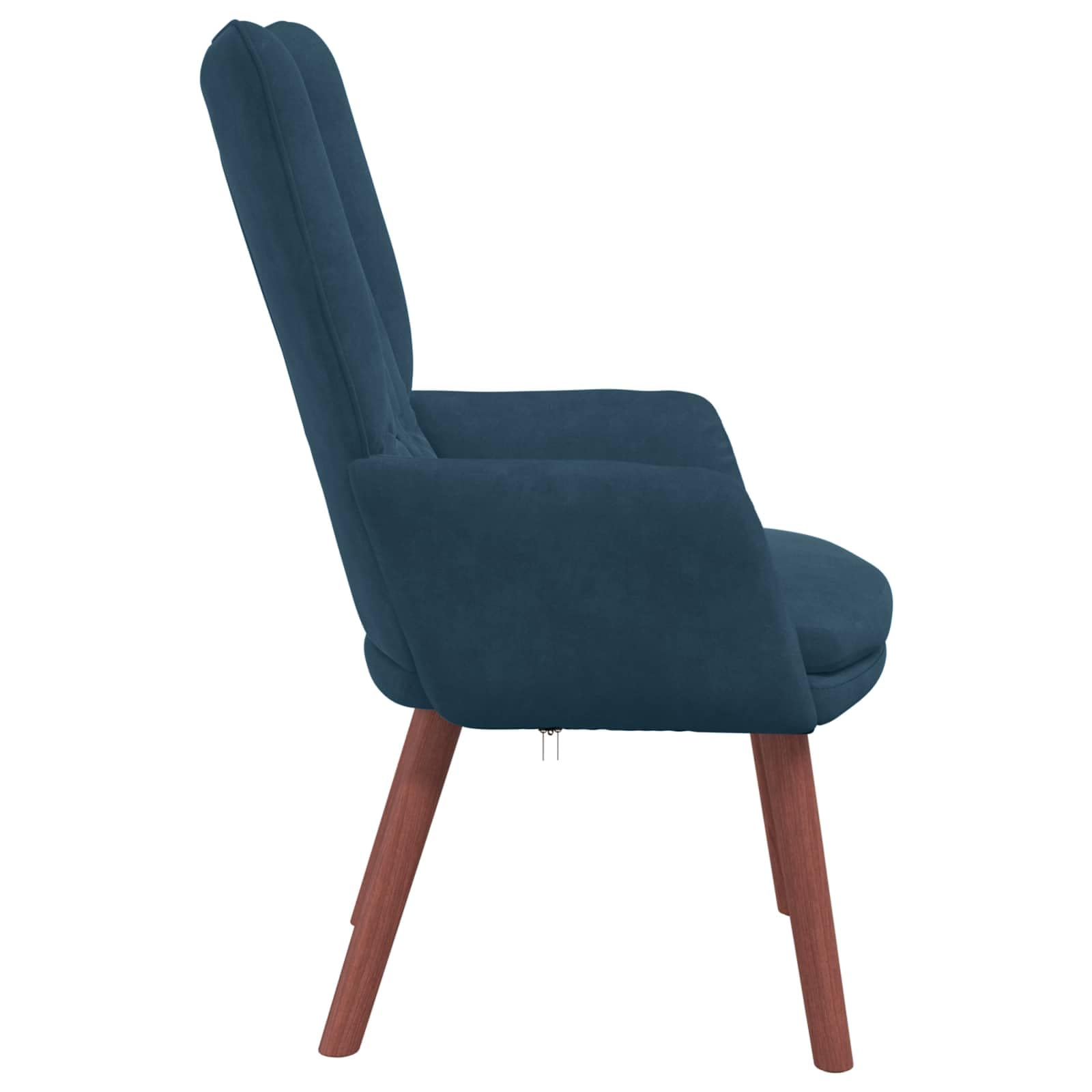 Poltrona Blu in Velluto con Braccioli Imbottiti e Gambe in Legno Massello di Hevea 63 x 67 x 94 cm, Seduta Singola Ergonomica per Soggiorno, Camera, Studio, Relax e Lettura