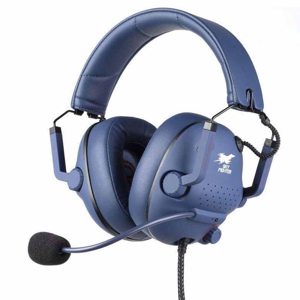 Konix Cuffie da gioco cablate Drakkar Skyfighter Pro - Altoparlanti da 50 mm - Microfono - Retroilluminazione a LED - Blu