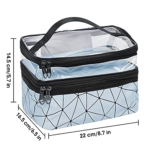 Image of House of Quirk Makeup Bags Double Layer Travel Cosmetic Cases Make Up Organizer Toiletry Bags (Blue), 16 .5 Cm