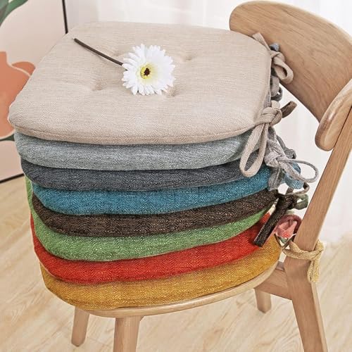 Coussin de chaise avec attaches orange antidérapant lot de 6