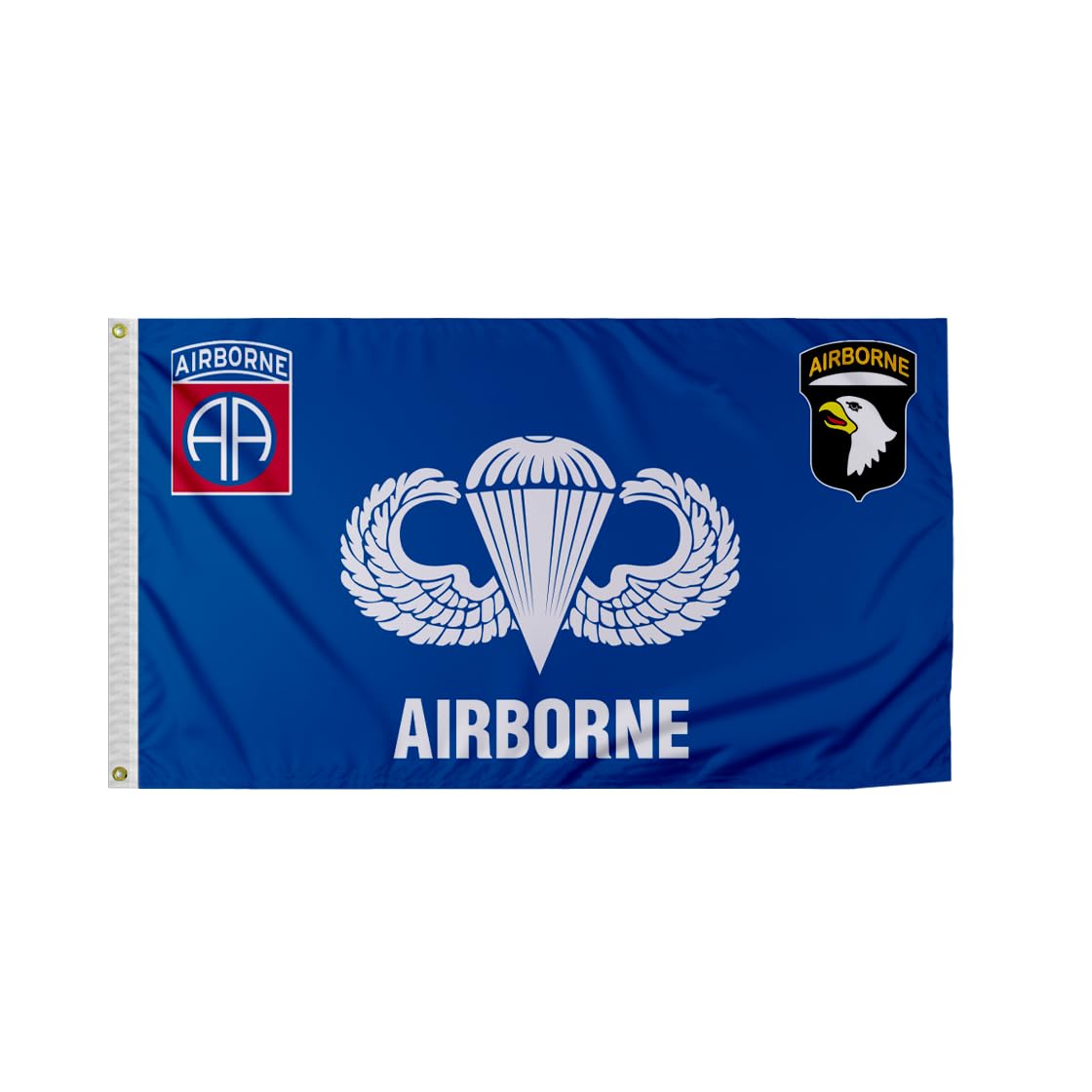 Promopatriot 3x5 ft Flag US Army 82nd 101st Airborne Blue 200D Nylon Material, 2 Brass Grommets, UV-Resistant Outdoor Banner, House Porch Man Cave Fort Campbell