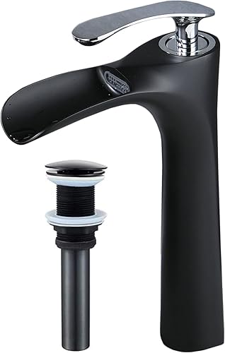 Miniatura 1 de Grifo de lavabo de baño de cascada de una sola manija con boquilla rectangular extragrande, grifo mezclador comercial de un agujero para montaje en