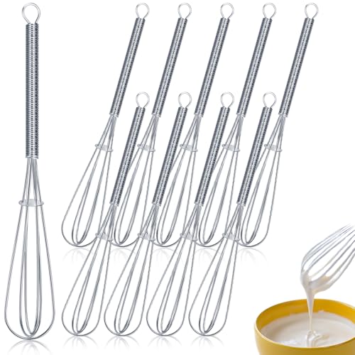 Baderke 10 Pcs Mini Whisk Bulk Small Whisks for Cooking 304 Stainless Steel Tiny Whisk for Baking, Whipping, Beating Eggs, Mixing Sauces, Blending Ingredients (6 Inch)