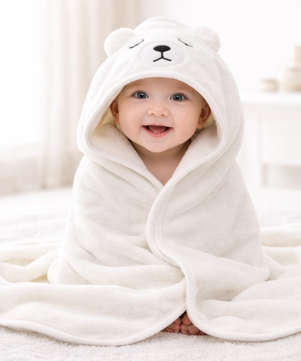 First Kick Ultra Soft Hooded Baby Bath Towel, Premium Absorbent Quick Dry Newborn Towel, Gentle on Skin, Infant Bath Towel for 0–2 Years, Baby Boys & Girls, Large Size-image-38