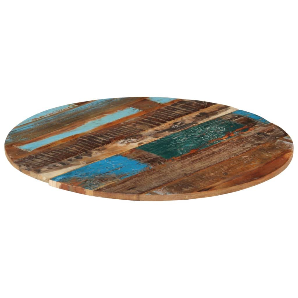 Piano Tavolo Rotondo 80 cm 15-16 mm in Legno di Recupero Multicolore,286035