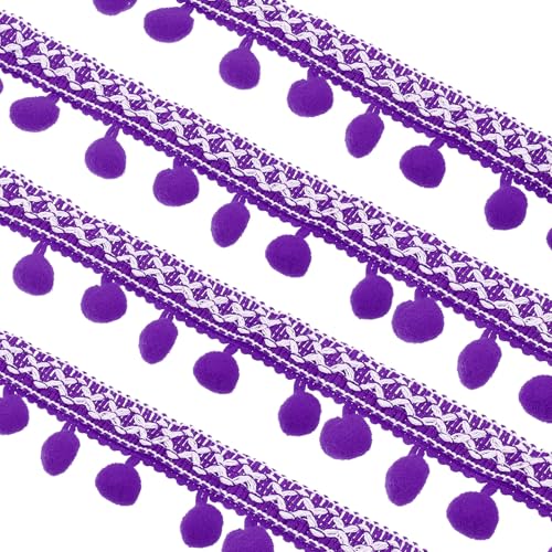 Ruban brodé à pompons violet uxcell de 18m en polyester pour couture