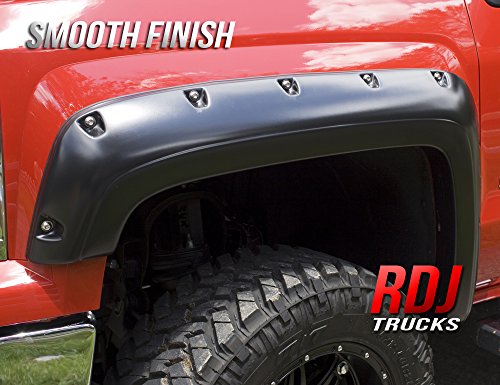 Rdj Trucks Pro-Offroad Bolt-On Style Fender Flares - Fits/Compatible With Ford F150 2009-2014 - Set Of 4 (Smooth Black) #TOP4