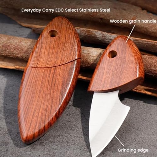 Image of Wizbiz Mini EDC Paring Knife with Wooden Handle & Sheath | Stainless Steel Sharp Blade | Fruit & Vegetable Peeling Knife | Kitchen, Travel Utility Knife