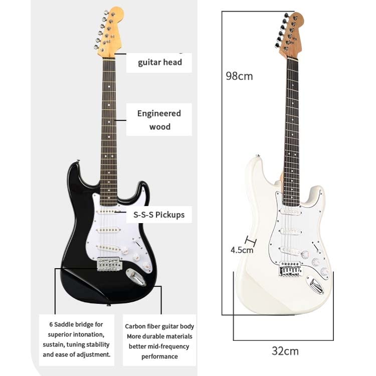 Image of Blueberry R-701-M Full Size Electric Guitar, Tech Rosewood Fretboard, Chrome-Plated Hardware, SSS Pickup, 6-String Right-Handed Beginner Kit with Bag, Strap, Strings & 2 Picks,Black
