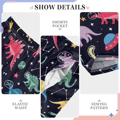 CaTaKu Boys Dinosaur Space Ship Rocket Pants for Boys Girls Wide Leg Sweatpants Kids Long Bottoms with Pockets Size 6-14Y4