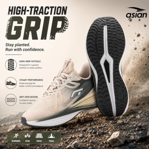 Image of ASIAN Hypercushion Carbon-10 Men's Running Shoes | Carbon Plate Technology, Breathable Knit Upper, Memory Foam Cushioning for Running, Training
