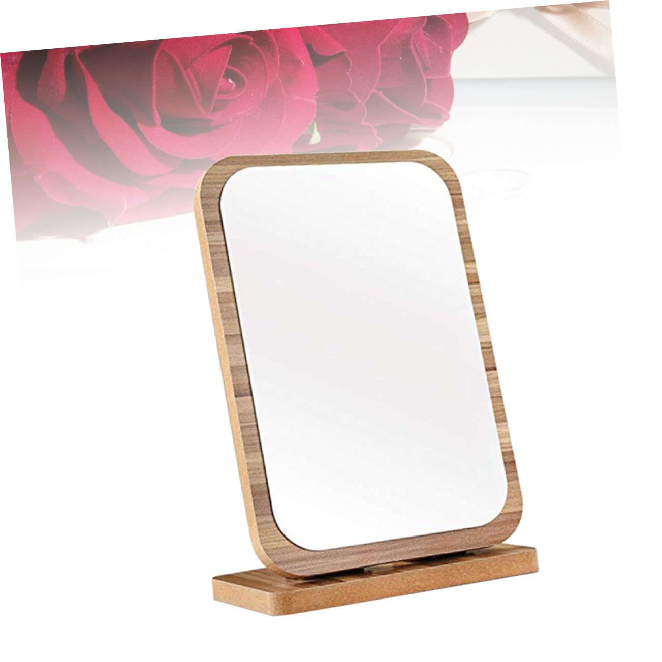 Espejo de Maquillaje Plegable de Madera Grande para Escritorio Espejo Cosmético Vertical con Diseño Sencillo y Área de Reflejo