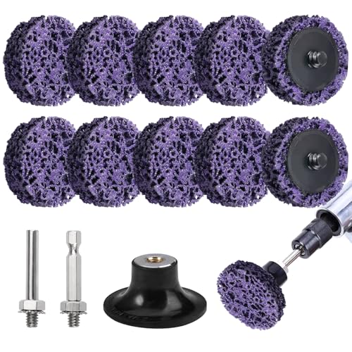 Discos de Limpieza Gruesos para Taladradora, 10 Piezas Discos Abrasivos de 50mm, CSD De Tejido De Nailon para Lijado, Disco Pulido Disco Pulir con Taladro para Eliminación Oxido, Pintura Descamación