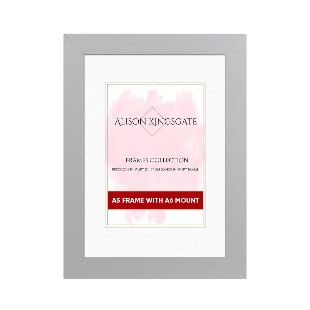 Alison Kingsgate A5 SILVER Picture Frame with Mount for A6 Photos