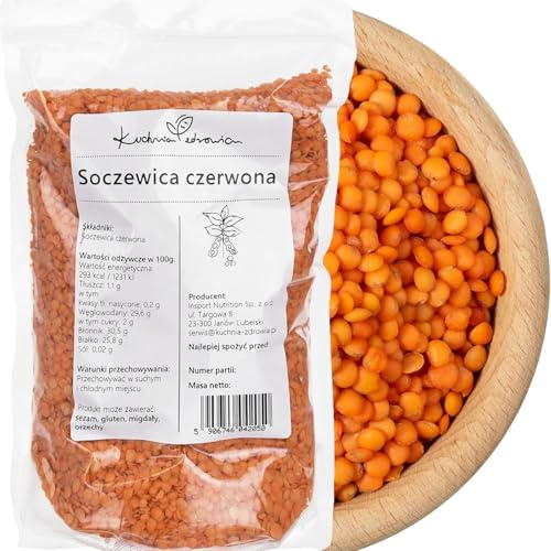 Rote Linsen 1 kg – natürlich & ballaststoffreich – eiweißreich – vegan – ohne Zusatzstoffe – ideal für Suppen, Eintöpfe, Salate & gesunde Küche – Kuchnia Zdrowia Rote Linsen 1 kg – natürlich & ballaststoffreich – eiweißreich – vegan – ohne Zusatzstoffe – ideal für Suppen, Eintöpfe, Salate & gesunde Küche – Kuchnia Zdrowia