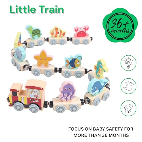 Image of Number Enlightenment Wooden Toy Train for Toddlers - Animal, Transportation, Fruit, Color Recognition Early Education Blocks (Train Toy Model 3)