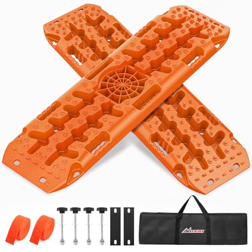 Image of Nilight Off Road Traction Boards with Jack Lift Base Heavy Duty Recovery Boards for Truck Jeep SUV Tire Traction Mats for Mud Sand Dunes Snow Vehicle Recovery Gear with Carry Bag Mounting Kit 2PCS