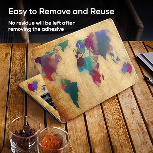 Image of Galaxsia World Map D2 Full Body Vinyl Laptop Skin /Sticker /Cover Upto 15.6 Inches Laptops Laminated-Removable-HD Quality Compatible for Hp-Dell-Sony-Lenovo-Asus etc.(15x10 Inches)