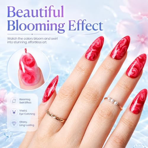 Image of AZUREBEAUTY Blooming Gel Nail Polish 18ML | Create Blooming Marble Natural Stone Watercolor and Floral Print Effect Design Nail Art UV LED Soak Off DIY Manicure Gift