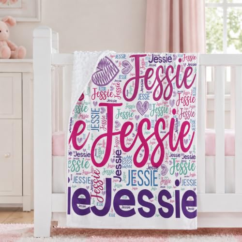 Image of Personalized Baby Blanket for Girls, Custom Nursery Blanket with Name, 30 x 40 Inch Soft Minky Blanket for Baby Toddlers, Newborn Print 02