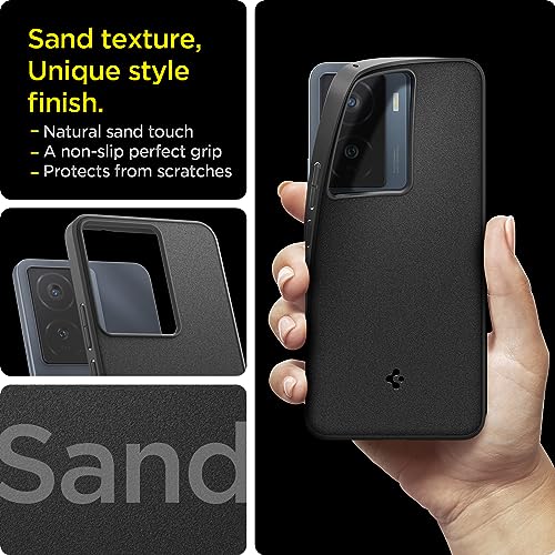 Image of Spigen Essential Sand Blast | vivo iQOO Z7 5G Case [Flexible] [Air Cushion Protection] iQOO Z7 5G Back Cover | TPU - Matte Black