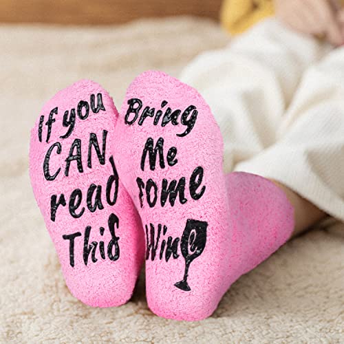 Image of Benefeet Sox Women Wine Sock Fuzzy If You Can Read This Bring Me Wine Socks Funny Gifts Mom Novelty Fluffy Cozy Saying Sock