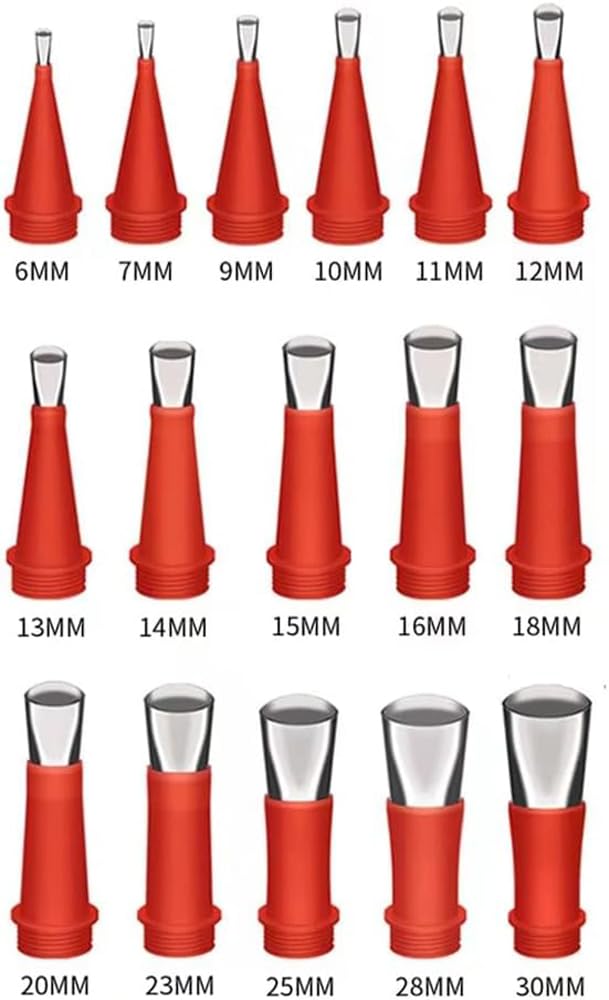 ANZHUO Professional Caulking Gun Nozzle Set, Red and Yellow, Plastic and Metal - Image 2