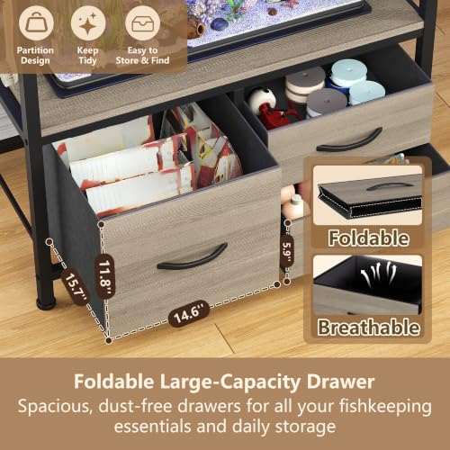 Image of Heybly 20-29 Gal Fish Tank Stand with Drawer, Power Outlet,330lbs HAS001SG
