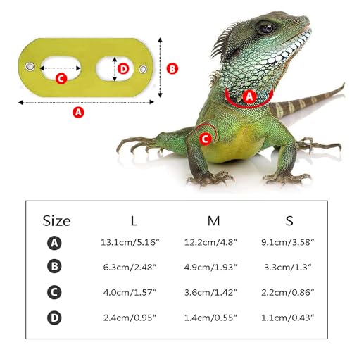 Image of AIITLE Bearded Dragon Leash & Harness 3-Size Pack (S /M /L) - Adjustable, Soft Leather Reptile Harness for Geckos, Lizards, Chameleons, Ferrets, Hamsters, Yellow