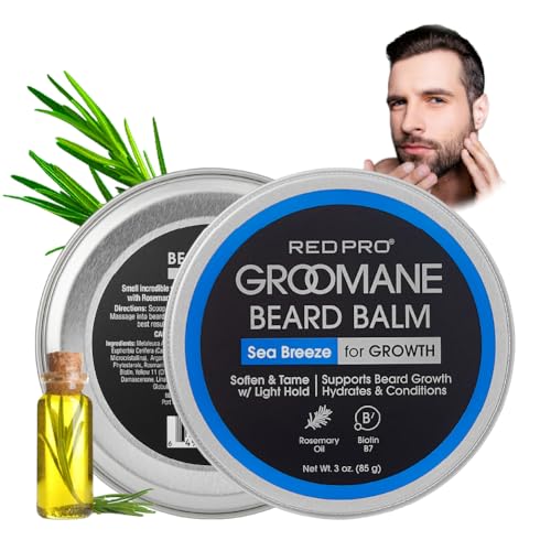 Red by Kiss Groomane Beard Balm, Soften & Tame, Light Hold, Promotes Full, Healthy Look Beard Strengthen Facial Hair, Reduce Breakage