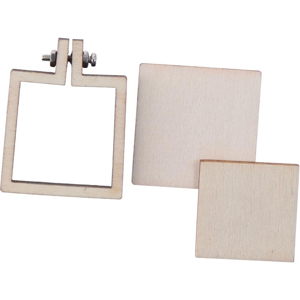 hobbyhub 10Pcs Square Mini Embroidery Hoops, Wooden Tiny Cross Stitch Hoops for Ornaments, Keychain, Earrings, Jewelry Making, Art Crafts
