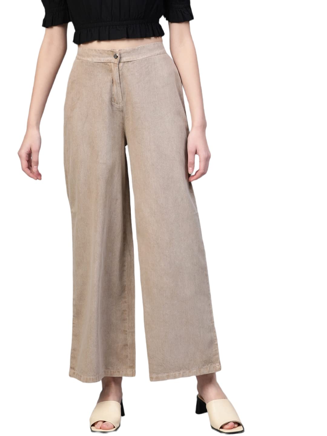 Sassafras Women’s High-Waisted Denim Flared Pants – Stylish Retro Wide Leg Jeans