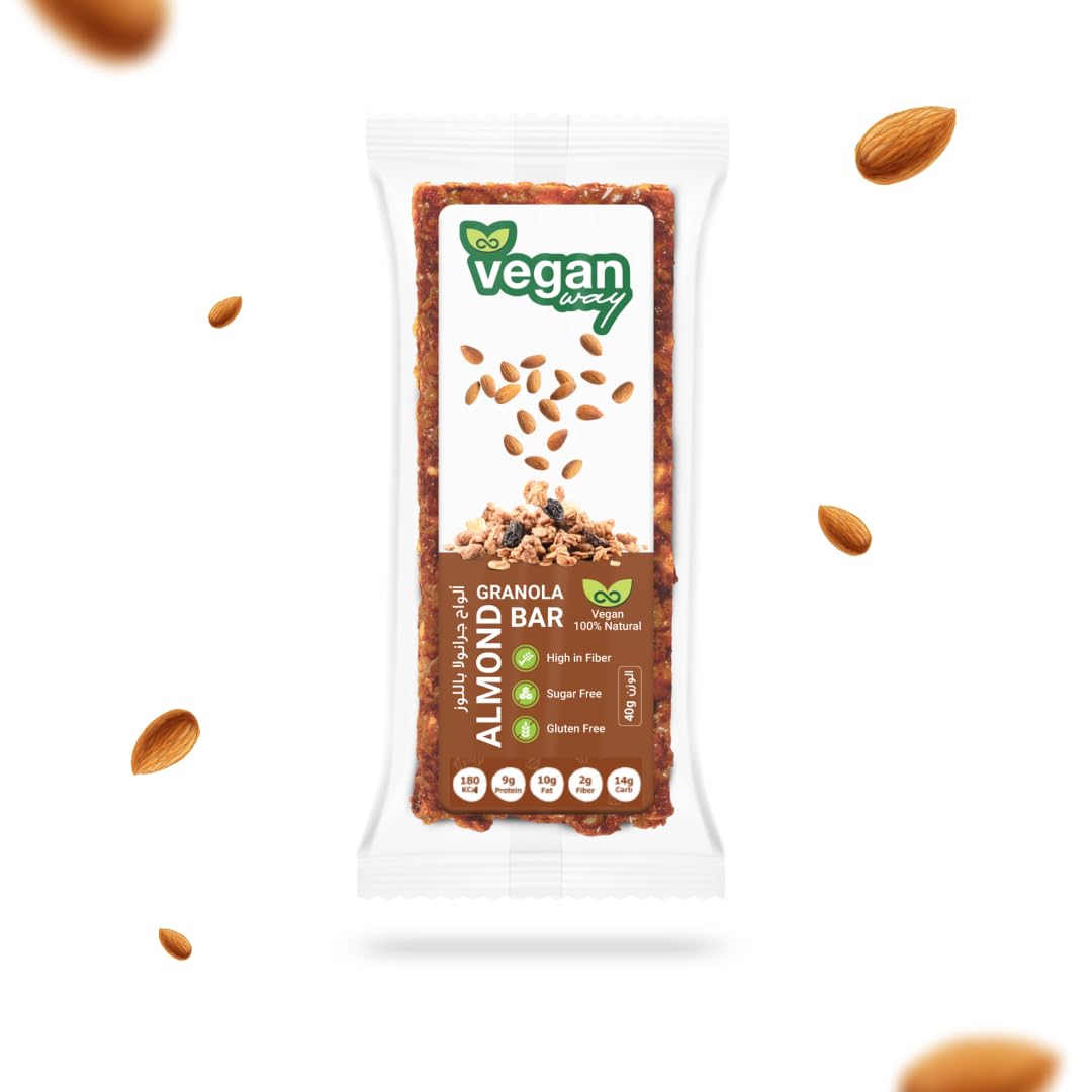 – Vegan Way’s Almond Granola Bar Dispenser | Non-GMO Gluten Free Nutrition Bars Energy Super Food Simple Ingredients Healthy Snack Breakfast Dairy 12 x 40g
