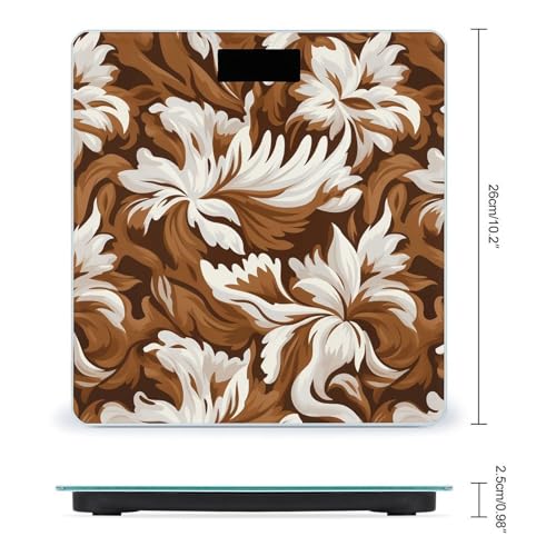 Báscula digital de baño con diseño marrón y blanco miniatura 2
