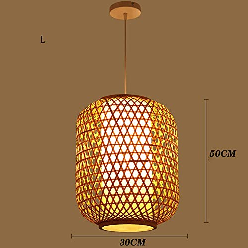 Lantern Chinois suspendu luminaire bambou rétro traditionnel E27