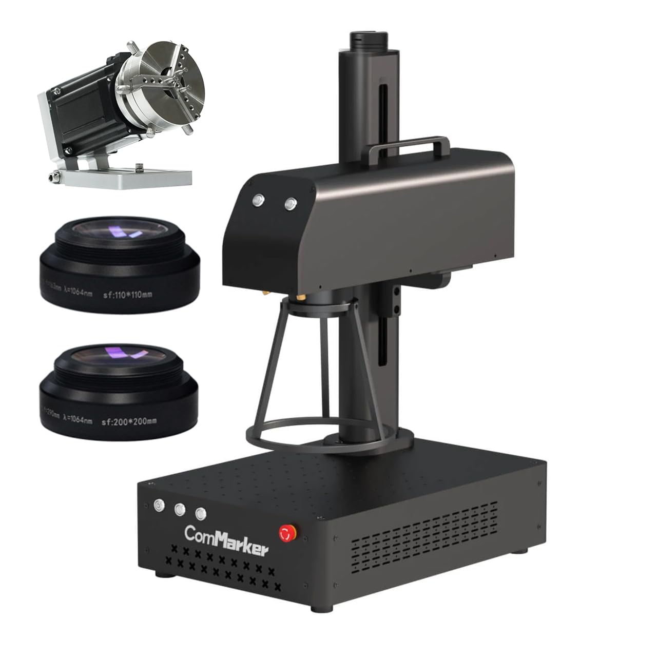 ComMarker B4 20W Max Fiber Laser Engraver with Rotary Axis,Support LightBurn Laser Engraving Machine with 2 Different Size Lens,Fiber Laser Marking Machine for Jewelry,Sliver,Tag,Tumblers,Brass