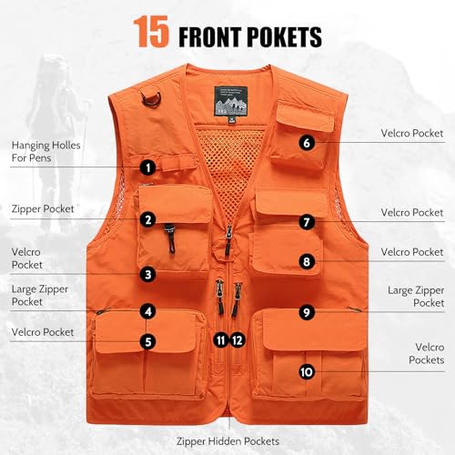 AOTORR Mens Outdoor Work Safari Cargo Photo Travel Fishing Vests for Men with Multi-pockets3