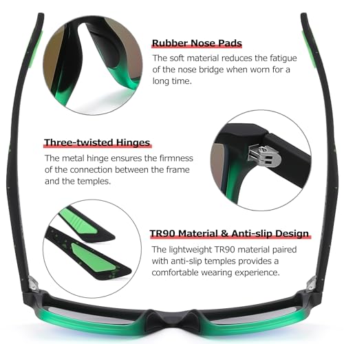 Men's Sunglasses Polarized Large Square Sun Glasses Trendy Sports Shades Running Fishing Golf SY61143